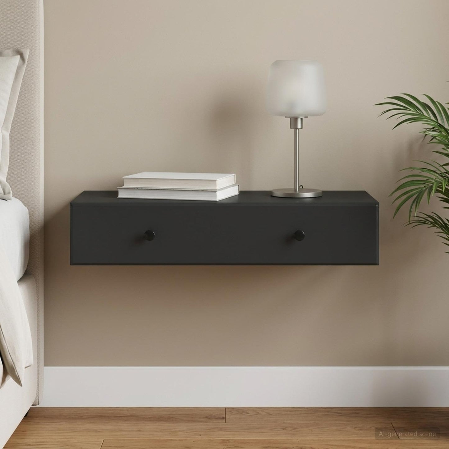 Wall-Mounted Side Table Wall-mounted Black 87.5 x 34.5 x 17 cm