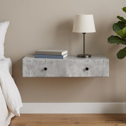 Wall-Mounted Side Table Concrete Grey 87.5 x 34.5 x 17 cm