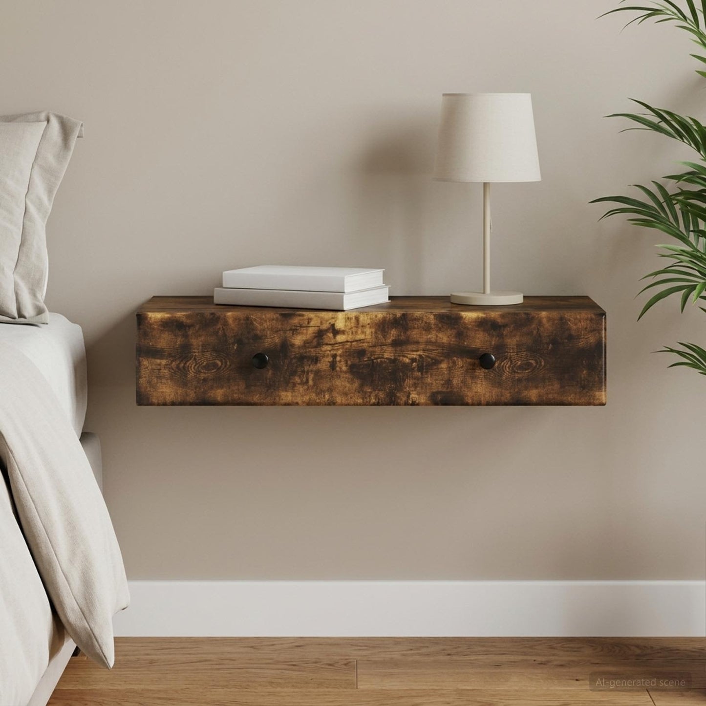 Wall-Mounted Side Table Smoked Oak 87.5 x 34.5 x 17 cm