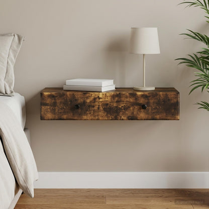 Wall-Mounted Side Table Smoked Oak 87.5 x 34.5 x 17 cm