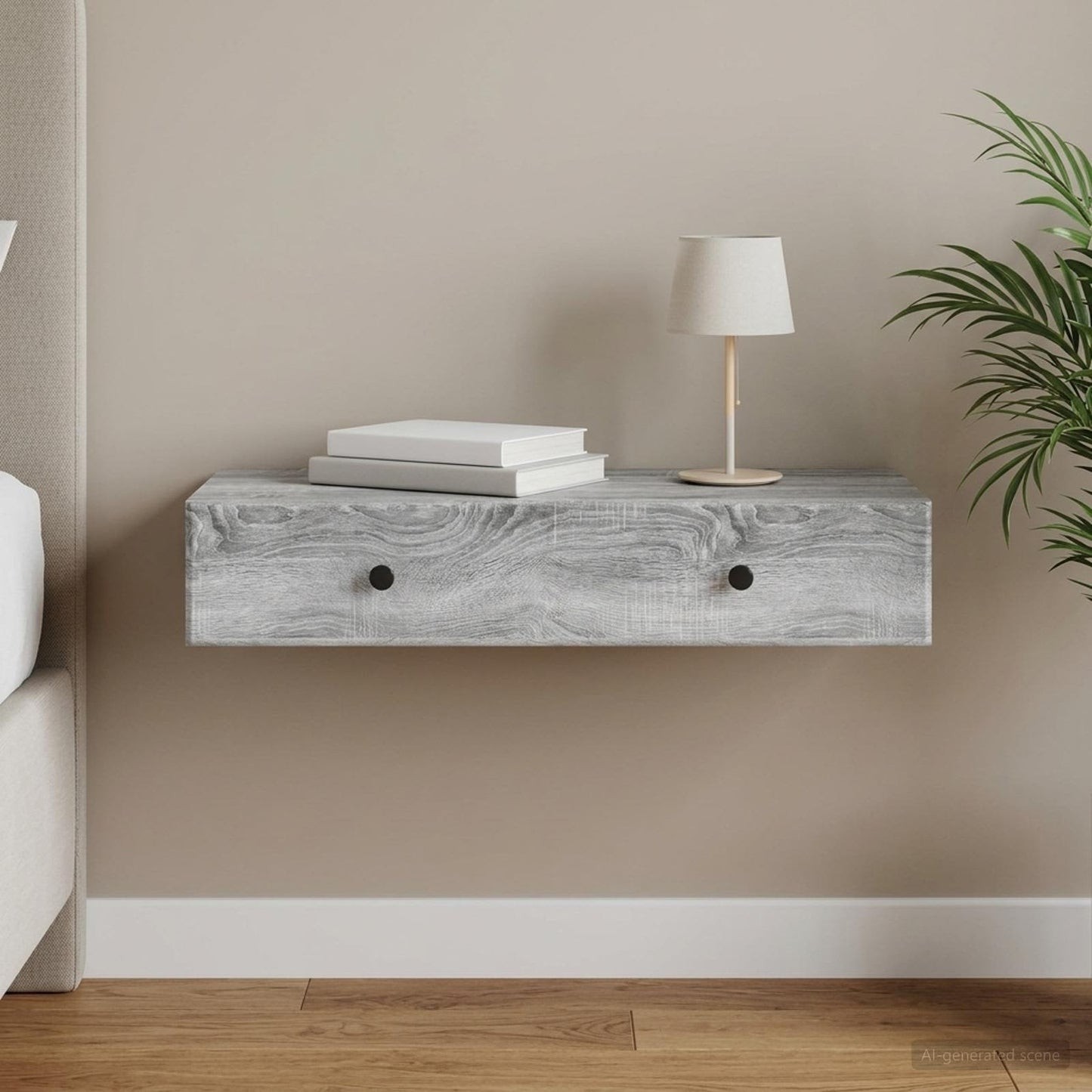 Wall-Mounted Side Table Grey Sonoma 87.5 x 34.5 x 17 cm