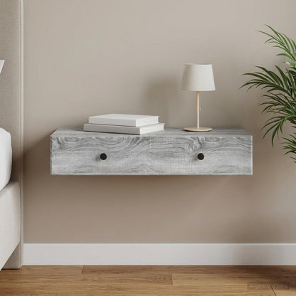Wall-Mounted Side Table Grey Sonoma 87.5 x 34.5 x 17 cm