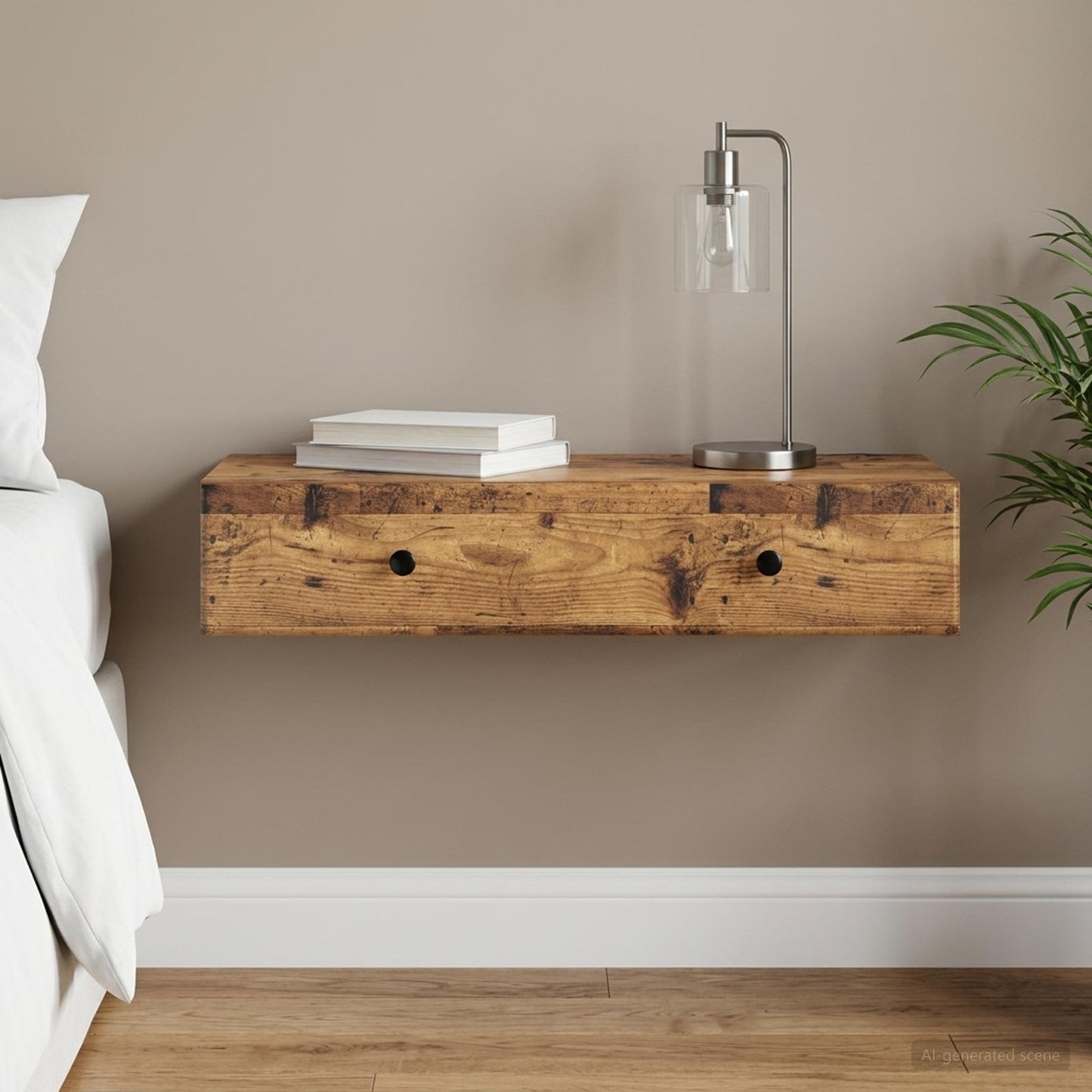 Wall-Mounted Side Table Old Wood 87.5 x 34.5 x 17 cm