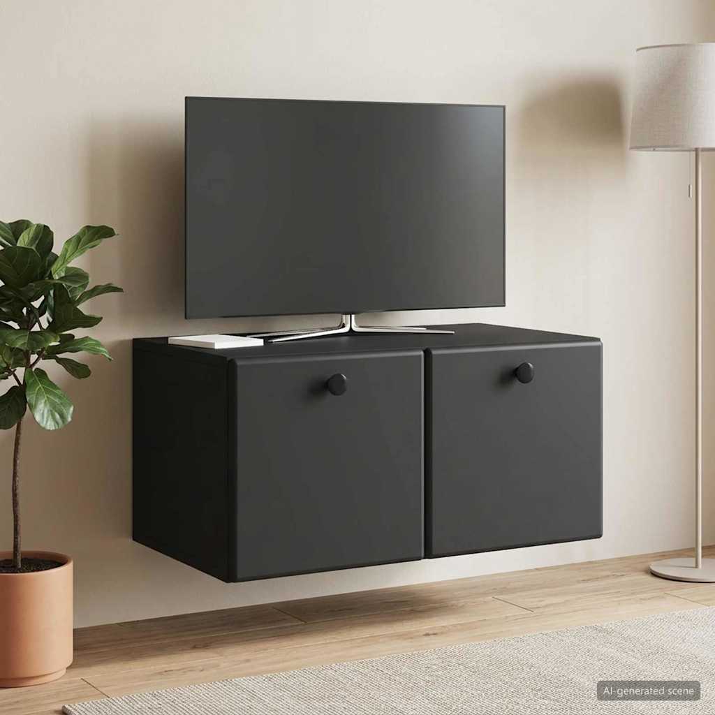 Wall-Mounted TV Cabinet 59.5 x 41 x 30 cm Black Engineered Wood