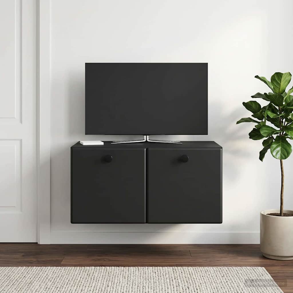 Wall-Mounted TV Cabinet 59.5 x 41 x 30 cm Black Engineered Wood