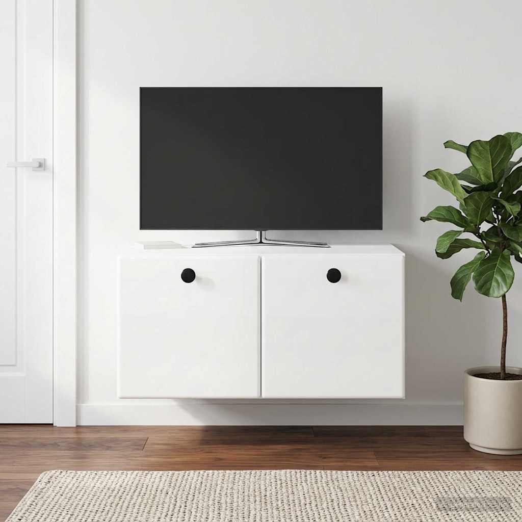Wall-Mounted TV Cabinet 59.5 x 41 x 30 cm High Gloss White