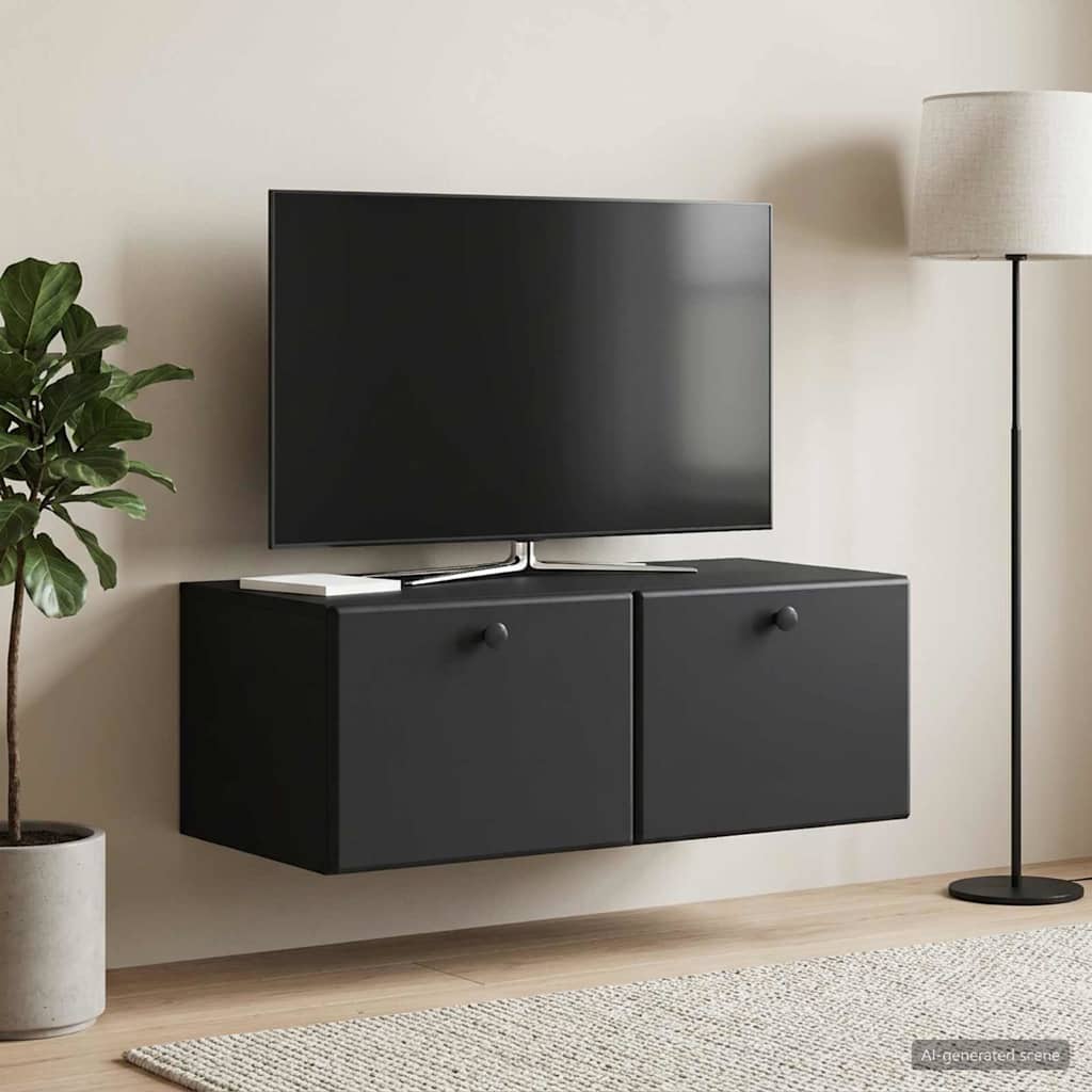 Wall-Mounted TV Cabinet 78.5 x 41 x 30 cm Black Engineered Wood