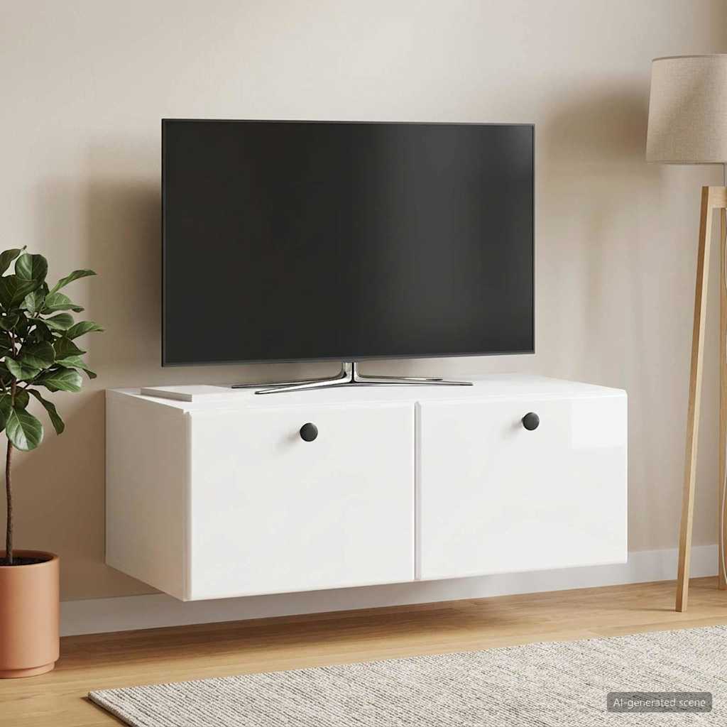 Wall-Mounted TV Cabinet 78.5 x 41 x 30 cm High Gloss White