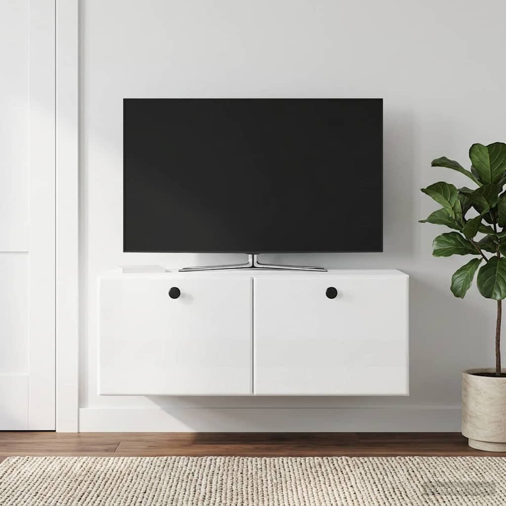 Wall-Mounted TV Cabinet 78.5 x 41 x 30 cm High Gloss White