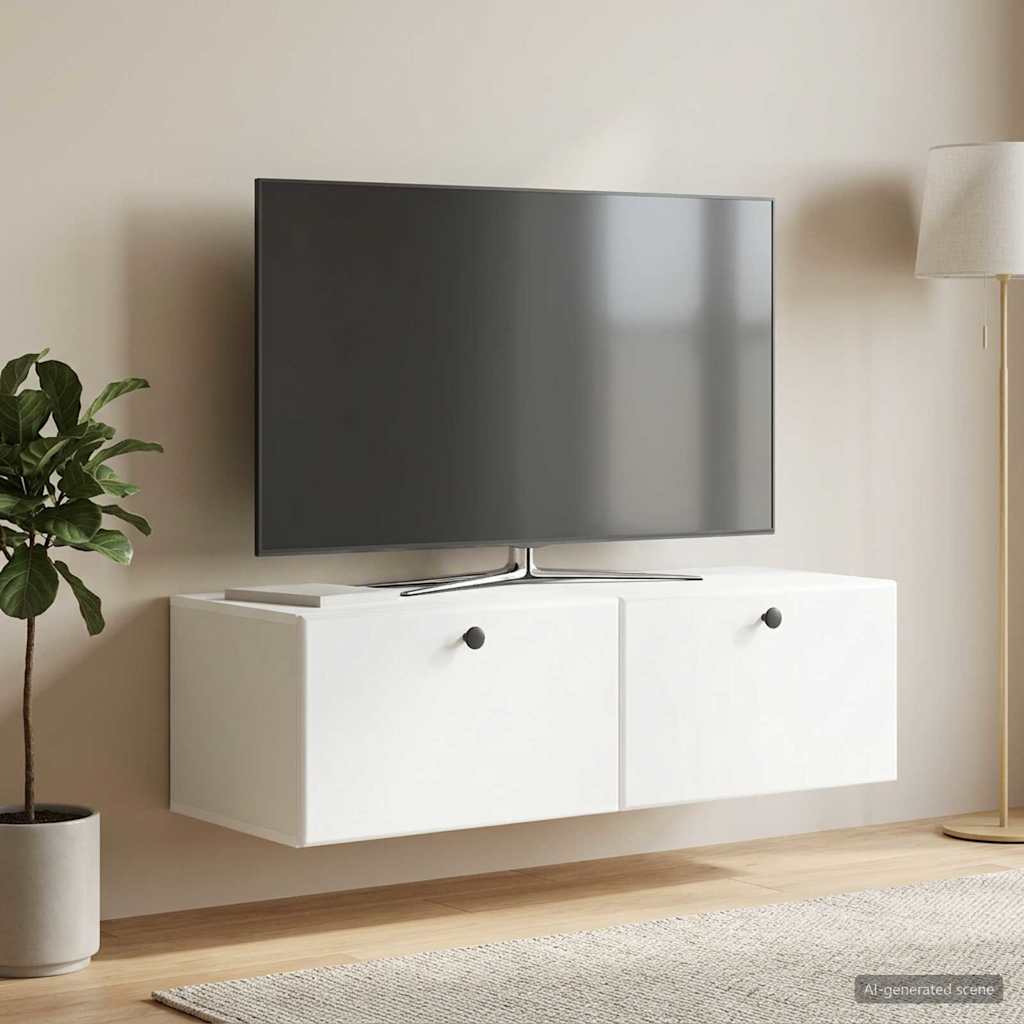 Wall-Mounted TV Cabinet 98 x 41 x 30 cm White Engineered Wood