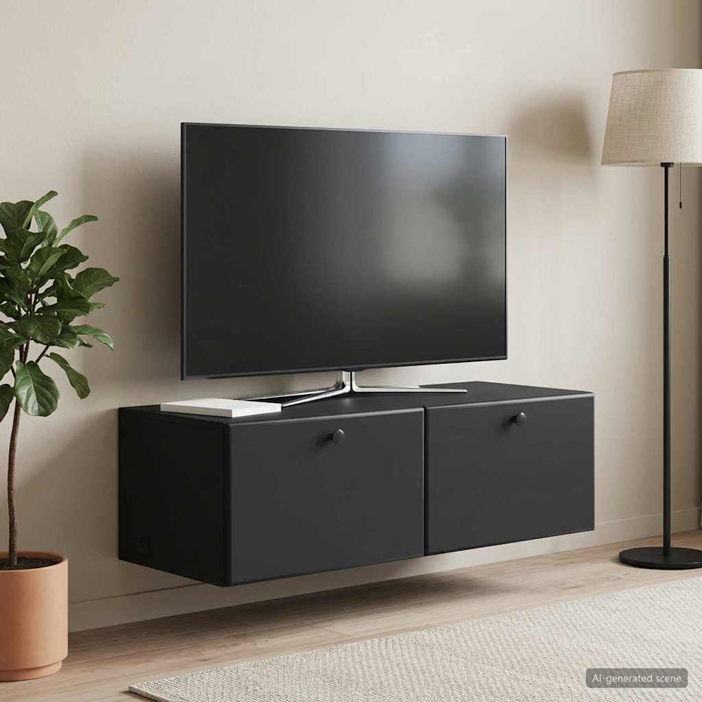 Wall-Mounted TV Cabinet 98 x 41 x 30 cm Black Engineered Wood
