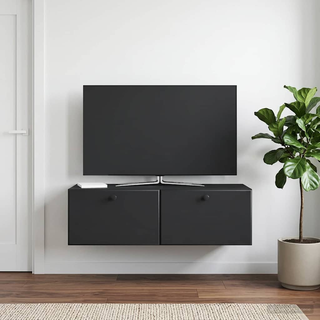 Wall-Mounted TV Cabinet 98 x 41 x 30 cm Black Engineered Wood