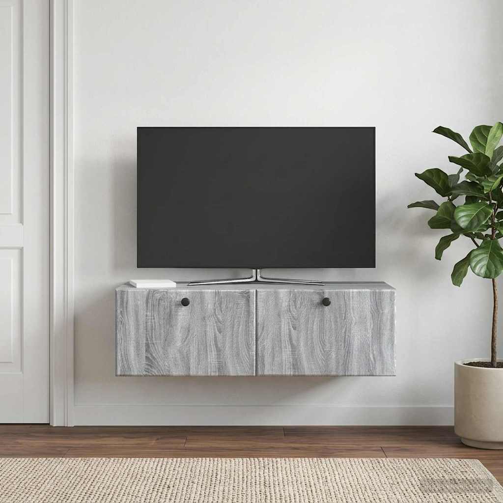 Wall-Mounted TV Cabinet 98 x 41 x 30 cm Grey Sonoma