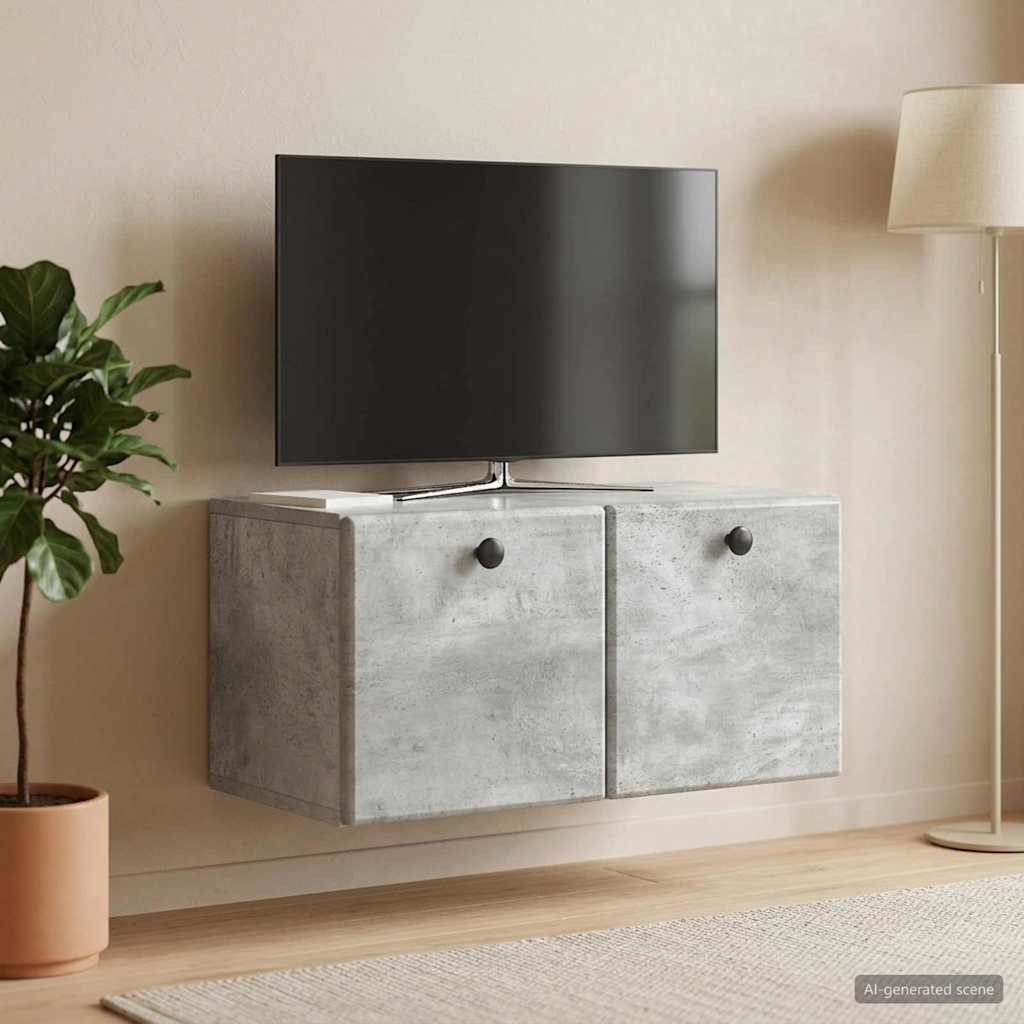 Wall-Mounted TV Cabinet 59.5 x 31 x 30 cm Concrete Grey