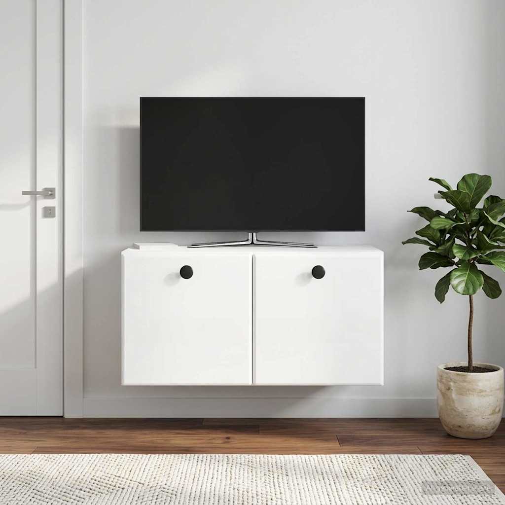 Wall-Mounted TV Cabinet 59.5 x 31 x 30 cm High Gloss White