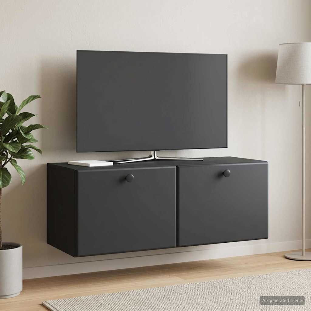 Wall-Mounted TV Cabinet 78.5 x 31 x 30 cm Black Engineered Wood