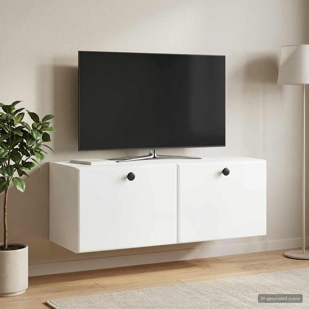 Wall-Mounted TV Cabinet 78.5 x 31 x 30 cm High Gloss White