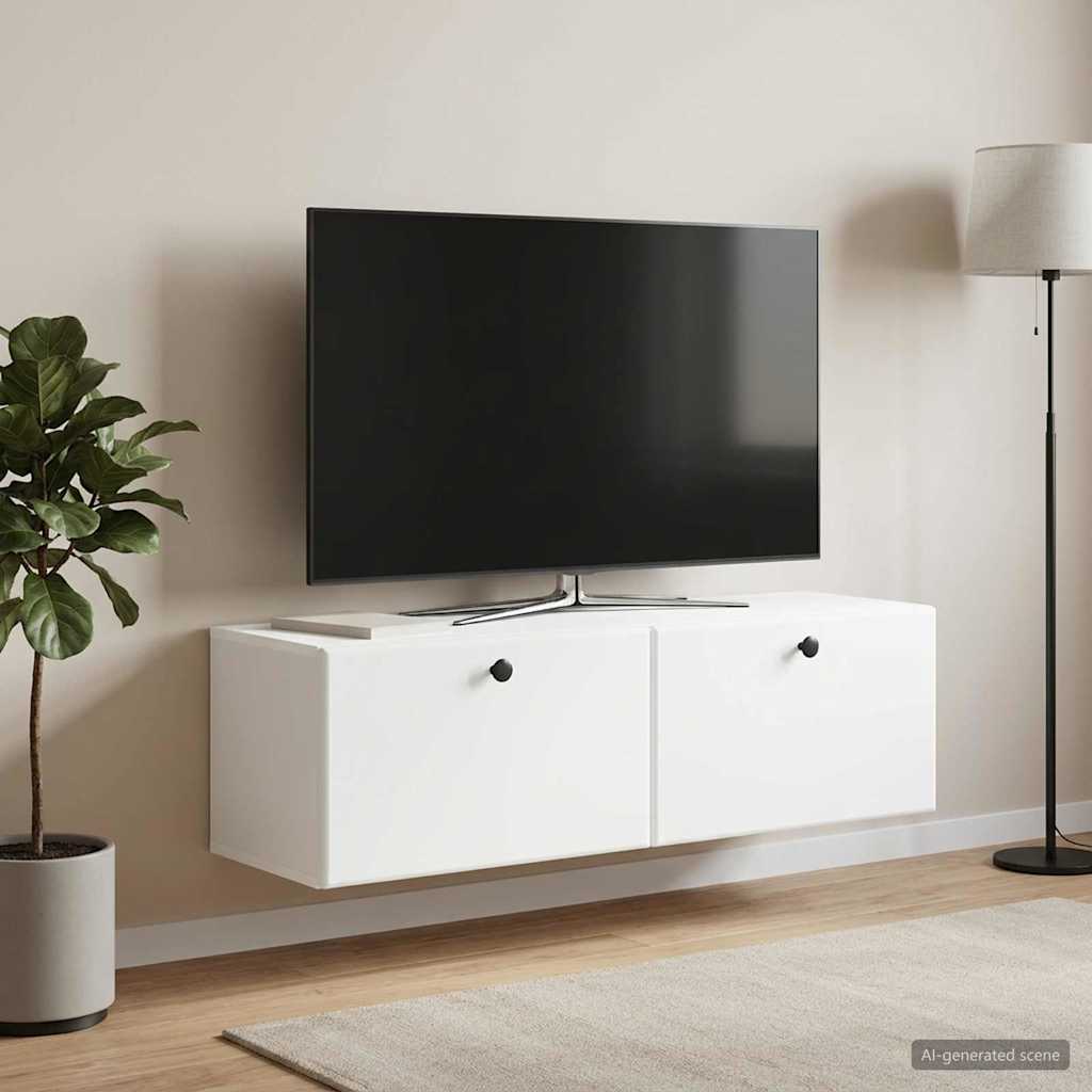 Wall-Mounted TV Cabinet 98 x 31 x 30 cm White Engineered Wood