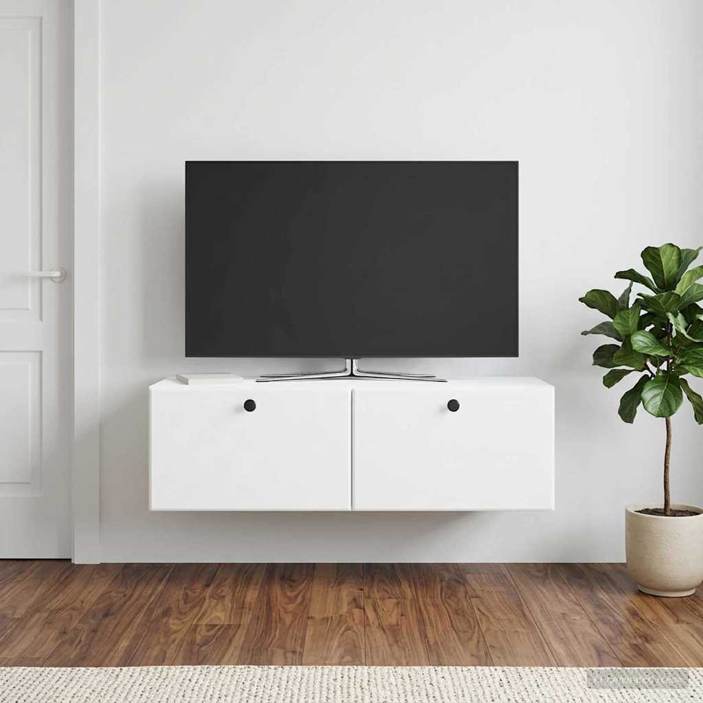 Wall-Mounted TV Cabinet 98 x 31 x 30 cm White Engineered Wood