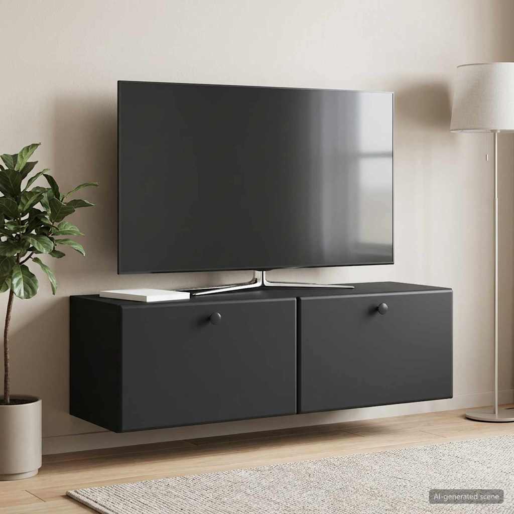 Wall-Mounted TV Cabinet 98 x 31 x 30 cm Black Engineered Wood