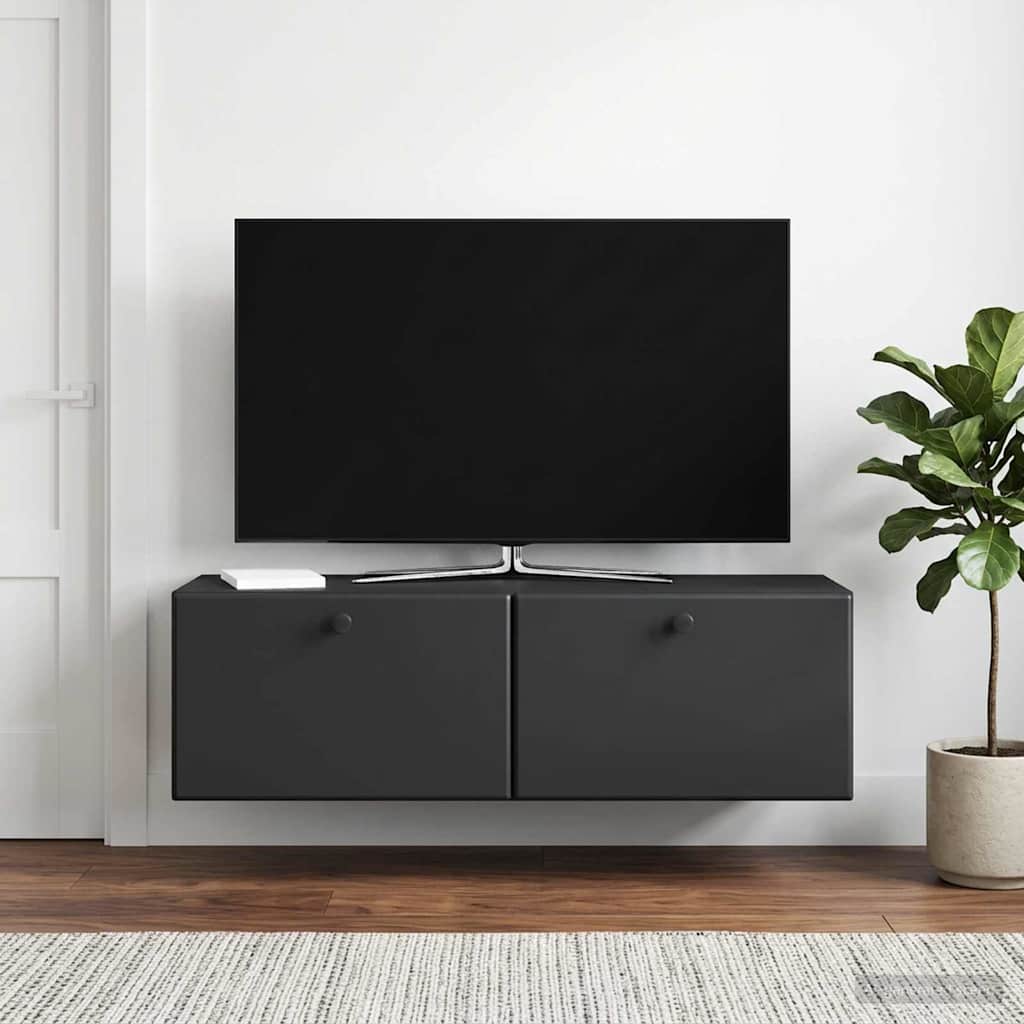 Wall-Mounted TV Cabinet 98 x 31 x 30 cm Black Engineered Wood