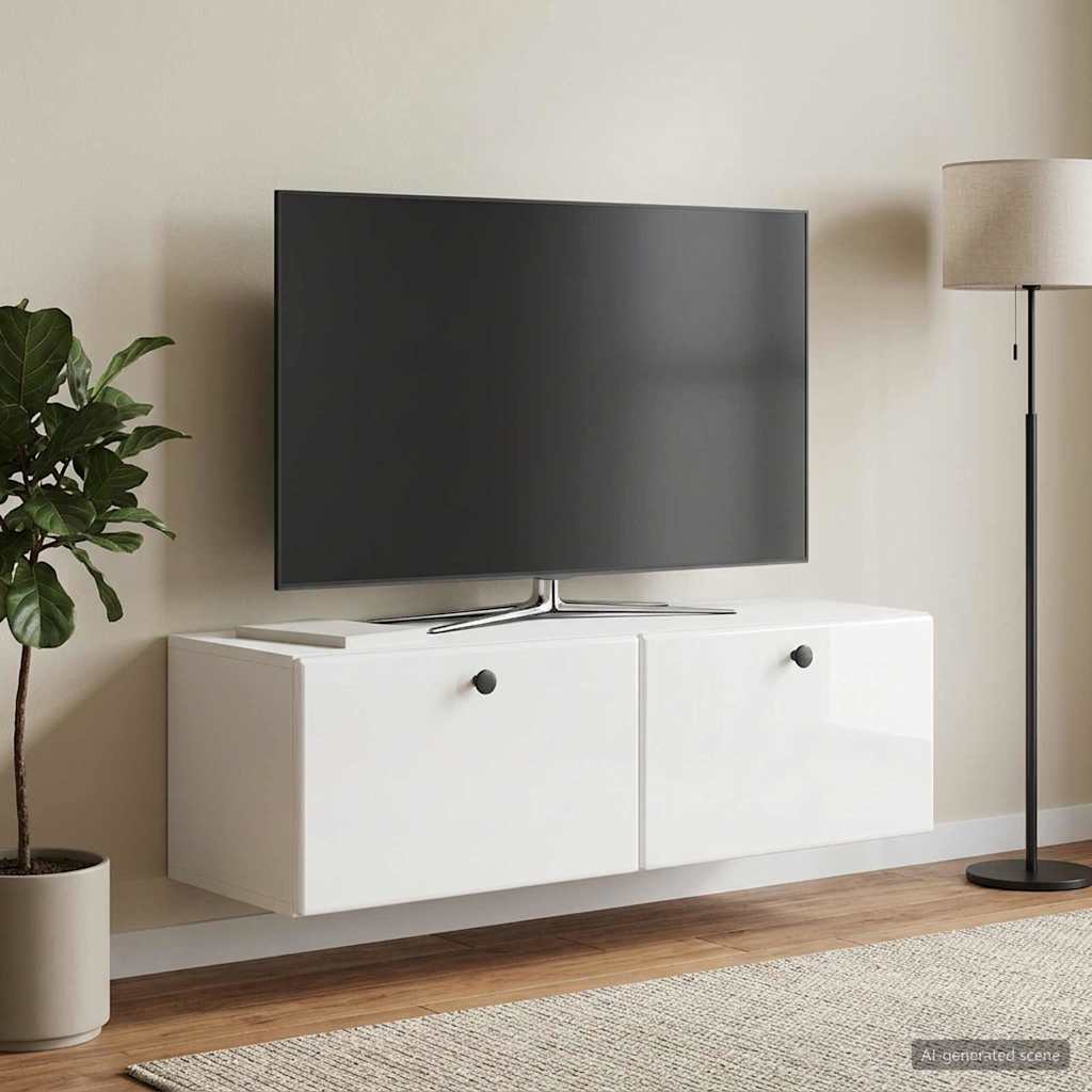 Wall-Mounted TV Cabinet 98 x 31 x 30 cm High Gloss White