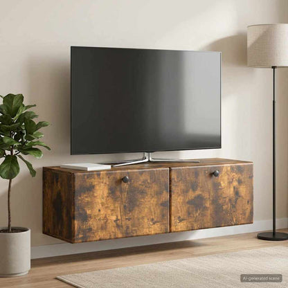 Wall-Mounted TV Cabinet 98 x 31 x 30 cm Smoked Oak