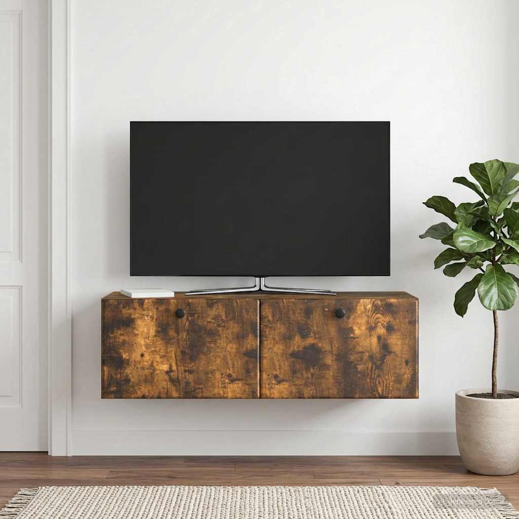 Wall-Mounted TV Cabinet 98 x 31 x 30 cm Smoked Oak