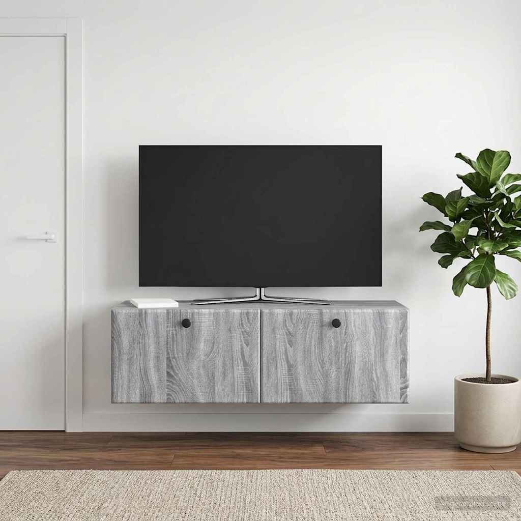 Wall-Mounted TV Cabinet 98 x 31 x 30 cm Grey Sonoma