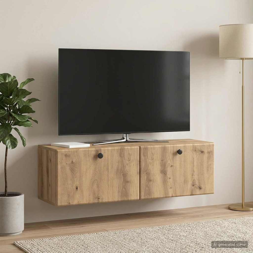 Wall-Mounted TV Cabinet 98 x 31 x 30 cm Artisan Oak
