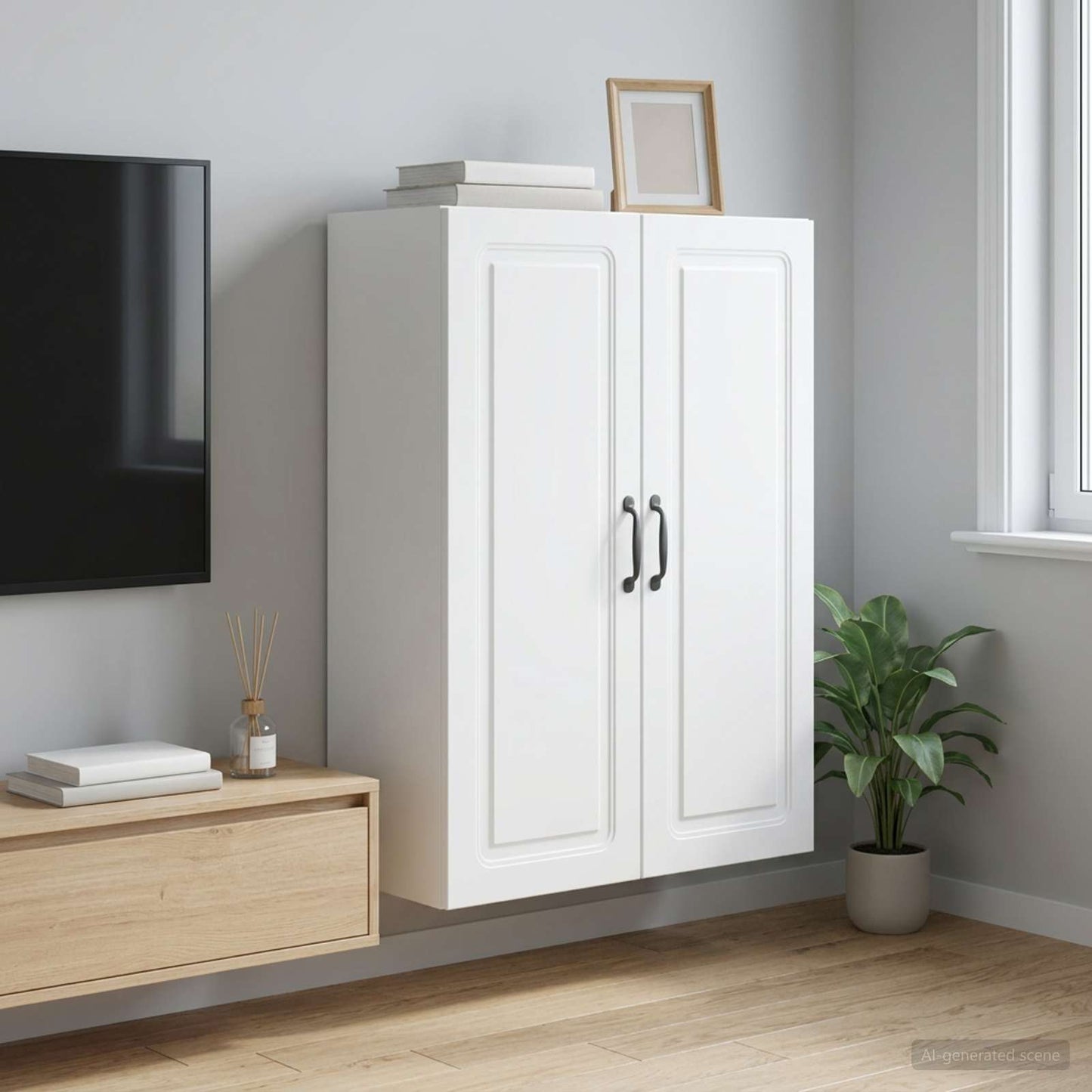 Wall-Mounted Cabinet 66 x 34.5 x 90 cm Engineered Wood White