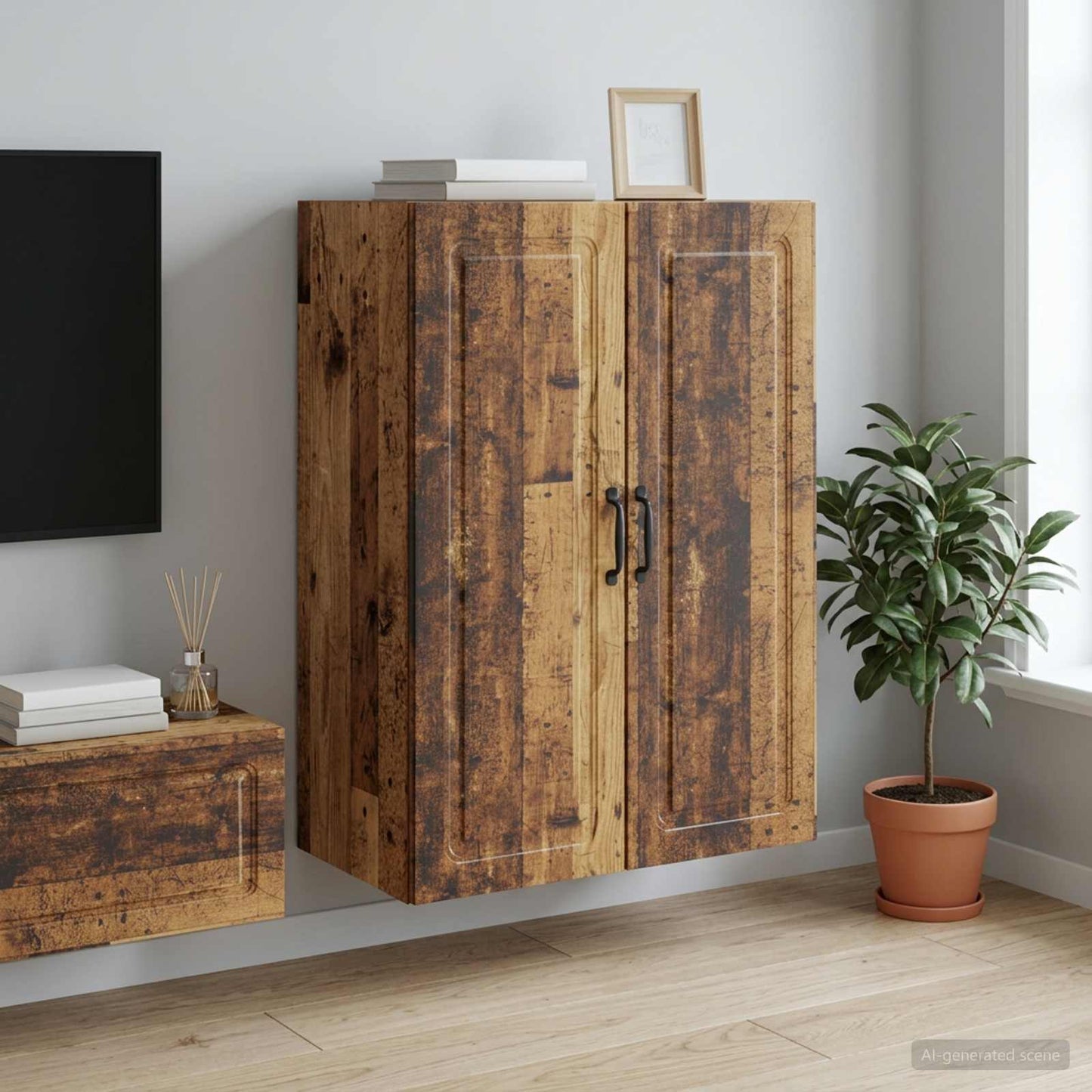 Wall-Mounted Cabinet 66 x 34.5 x 90 cm Engineered Wood Old Wood