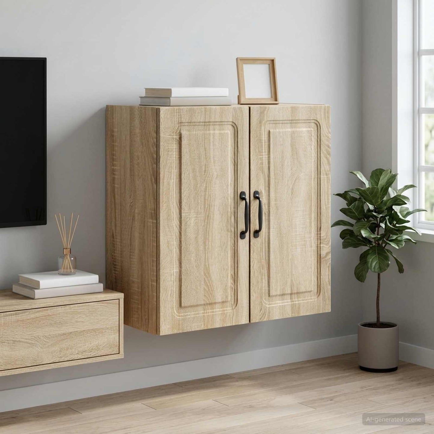 Wall-Mounted Cabinet 59 x 31 x 60 cm Engineered Wood Sonoma Oak
