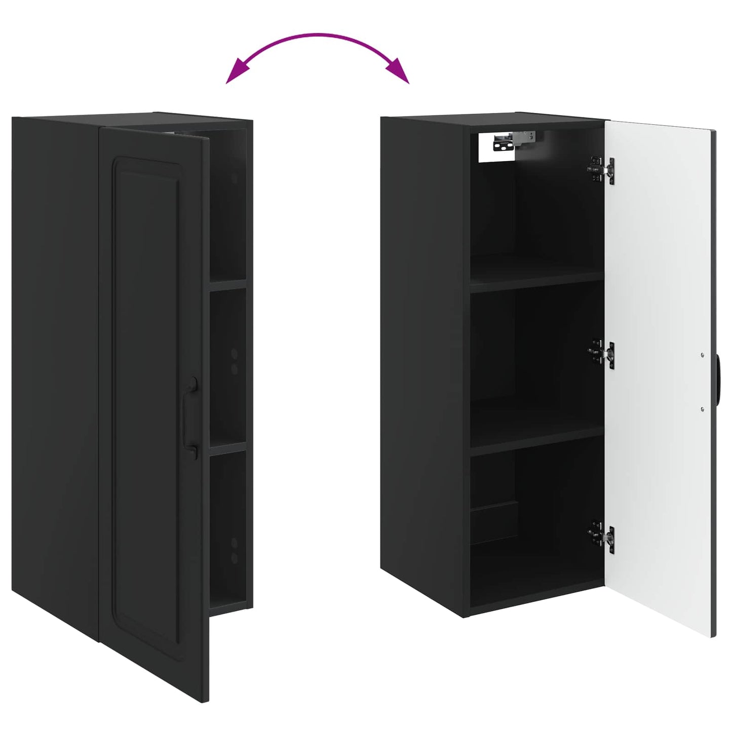 Wall-Mounted Cabinet 33 x 34.5 x 90 cm Engineered Wood Black