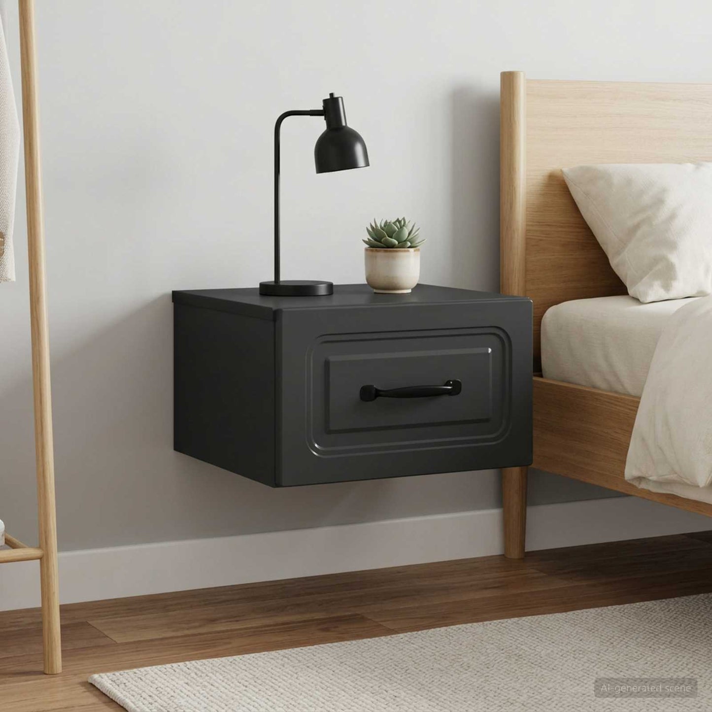 Wall-Mounted Bedside Cabinet 2 pcs Black 34.5 x 33 x 20 cm