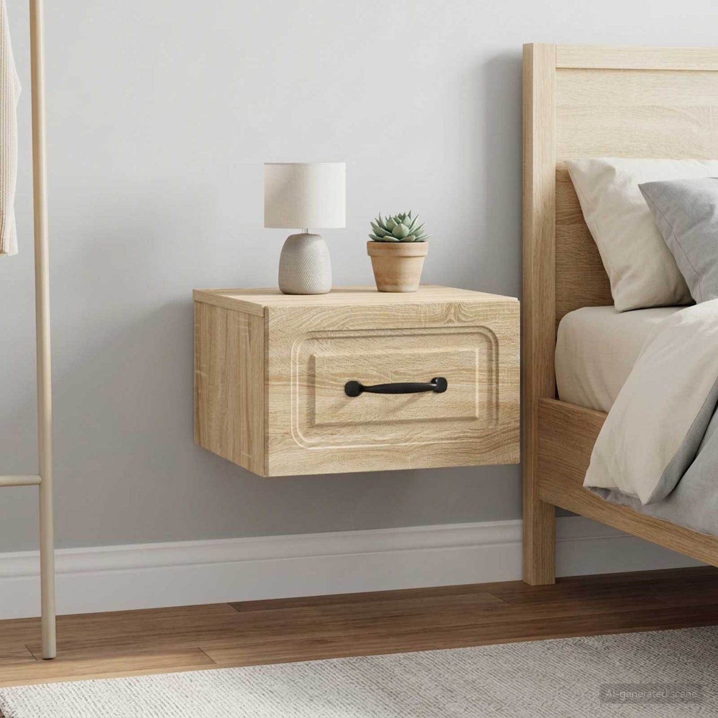 Wall-Mounted Bedside Cabinet 2 pcs Sonoma Oak 34.5 x 33 x 20 cm