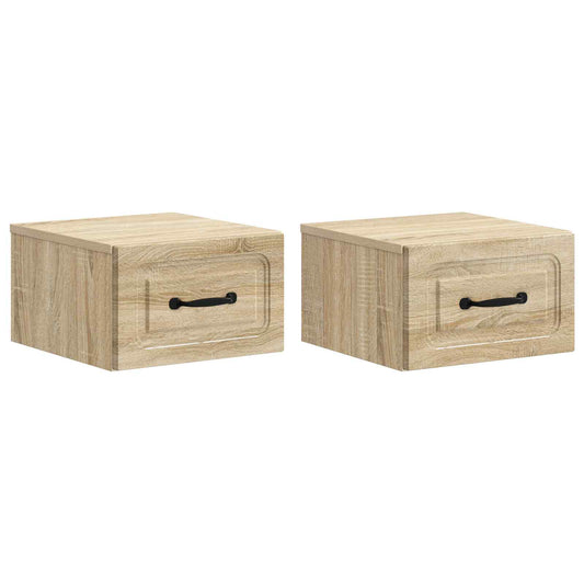 Wall-Mounted Bedside Cabinet 2 pcs Sonoma Oak 34.5 x 33 x 20 cm