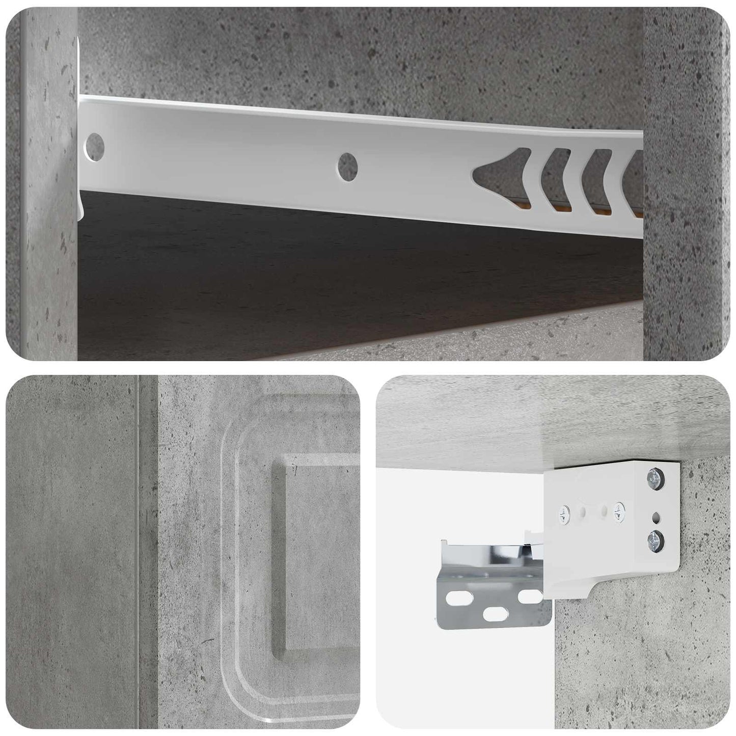 Wall-Mounted Bedside Cabinet Concrete Grey 34.5 x 33 x 20 cm