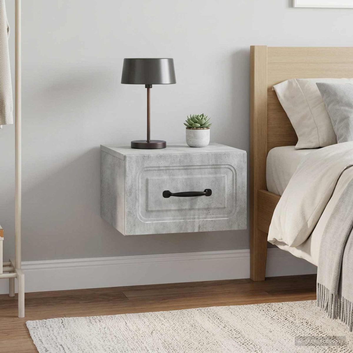 Wall-Mounted Bedside Cabinet 2 pcs Concrete Grey