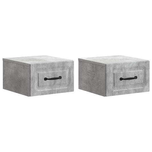 Wall-Mounted Bedside Cabinet 2 pcs Concrete Grey