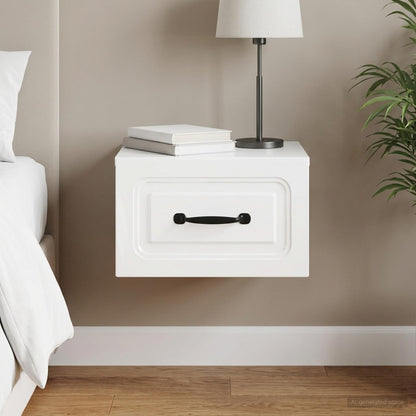 Wall-Mounted Bedside Cabinet High Gloss White 34.5 x 33 x 20 cm