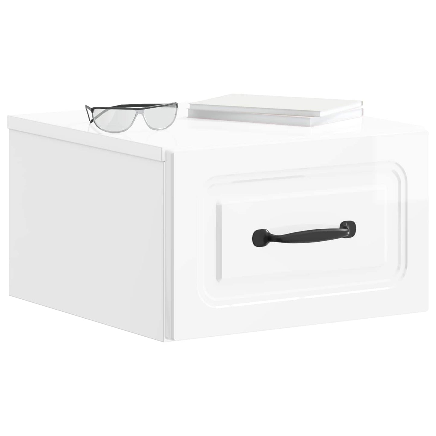 Wall-Mounted Bedside Cabinet High Gloss White 34.5 x 33 x 20 cm