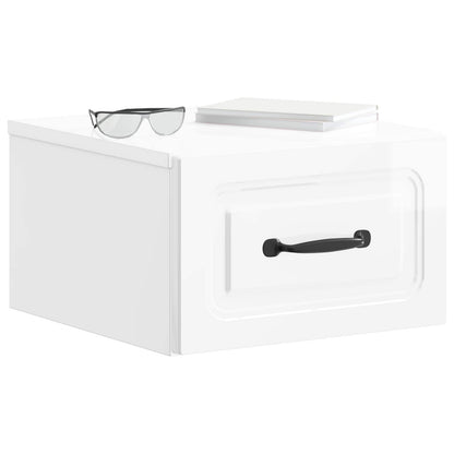 Wall-Mounted Bedside Cabinet High Gloss White 34.5 x 33 x 20 cm