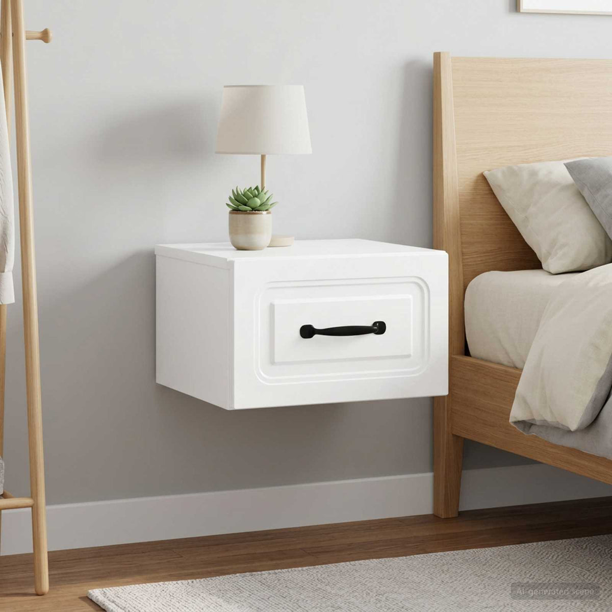 Wall-Mounted Bedside Cabinet 2 pcs High Gloss White