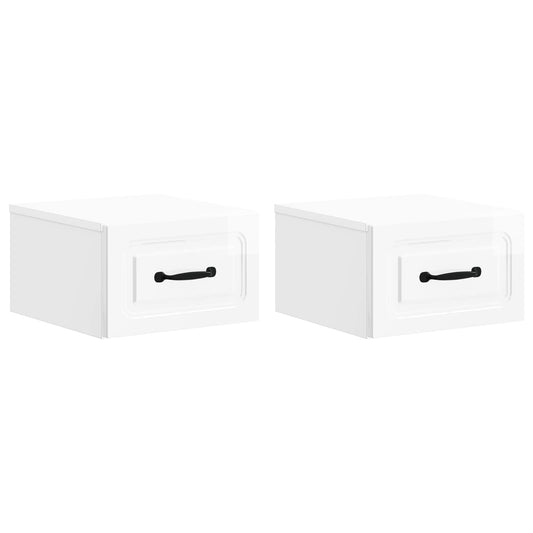 Wall-Mounted Bedside Cabinet 2 pcs High Gloss White