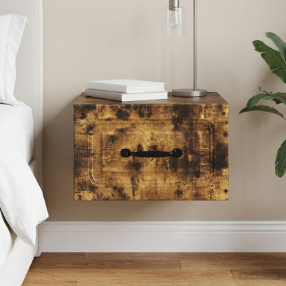 Wall-Mounted Bedside Cabinet Smoked Oak 34.5 x 33 x 20 cm
