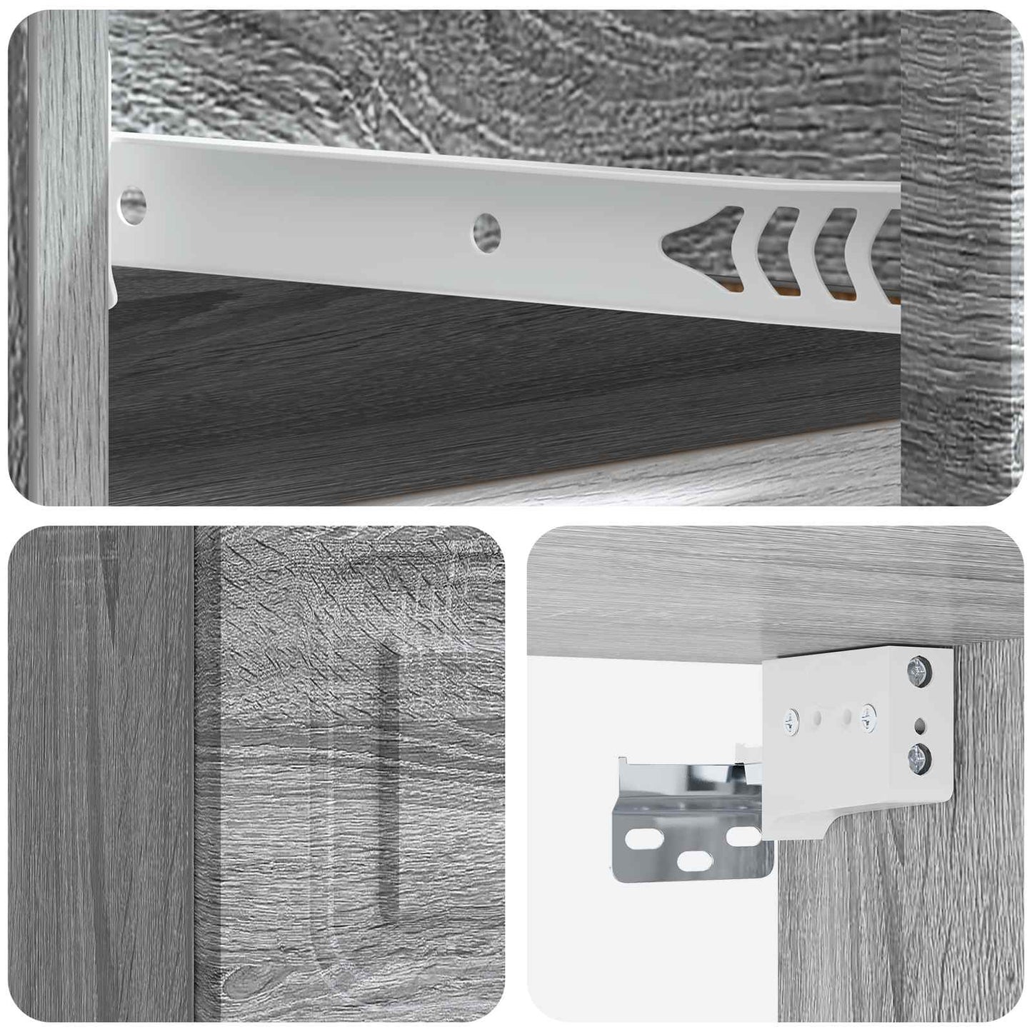 Wall-Mounted Bedside Cabinet Grey Sonoma 34.5 x 33 x 20 cm