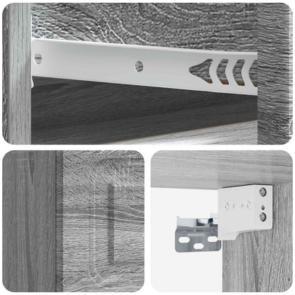 Wall-Mounted Bedside Cabinet Grey Sonoma 34.5 x 33 x 20 cm