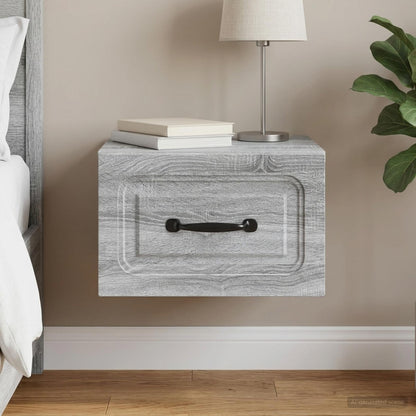 Wall-Mounted Bedside Cabinet Grey Sonoma 34.5 x 33 x 20 cm