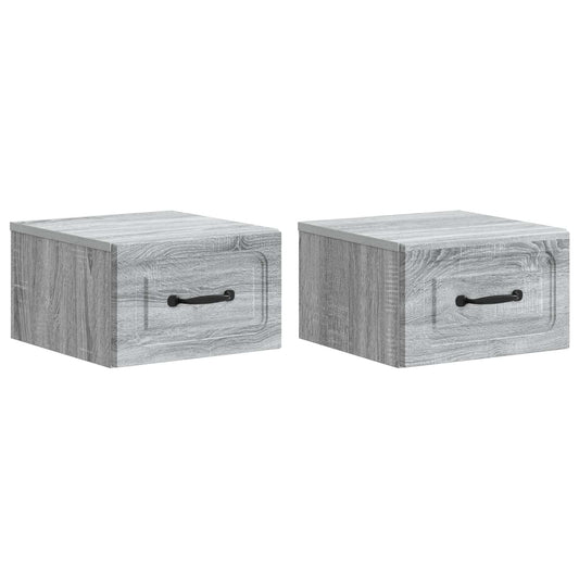 Wall-Mounted Bedside Cabinet 2 pcs Grey Sonoma
